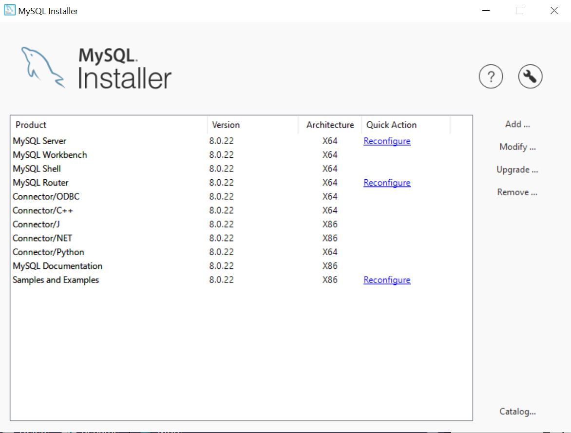 Reconfigure MySQL Server in the Installer